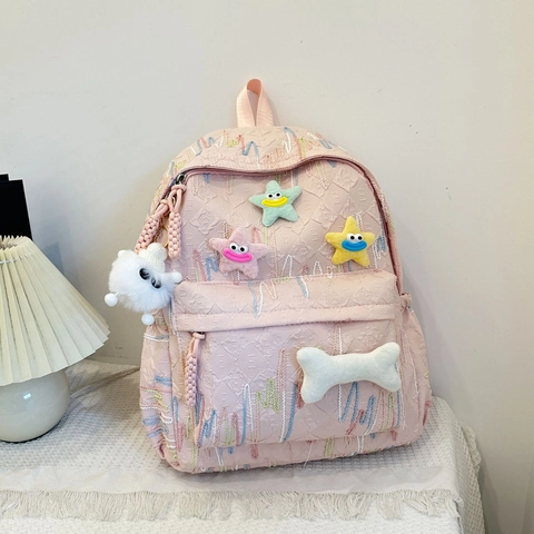 Süße Lieblich Koreanisch Schultasche Für Mädchen High Appearance Rucksack Für Studenten Reise Rucksack Mit Plüsch Anhängern