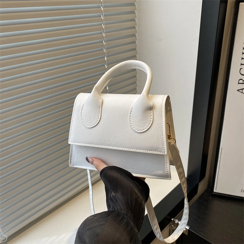 Damen Trendy PU Leder Mini Schulter Umhängetasche Minimalistisch Ziernaht Quadratische Handtasche Mit Griff Gurt Mode Geldbörse
