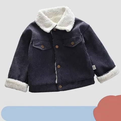Koreaanse Stijl Kinderen Winter Gewatteerde Jas Warm Verdikte Corduroy Jas Met Faux Lamswol Voering Geruit Solid Bovenkleding Jongens