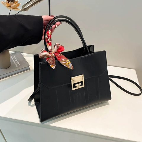 Dames Elegante PU Leren Tote Tas Met Zijden Sjaal Decor Metalen G-Gesp Grote Capaciteit Schoudertas Elegante Dagelijkse Satchel