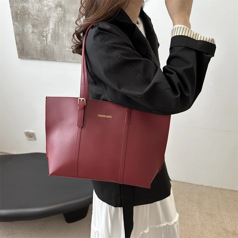 Retro Minimalistisch PU Leder Große Kapazität Tragetasche Für Damen Vielseitige Schulter Handtasche Pendler Unterarmtasche
