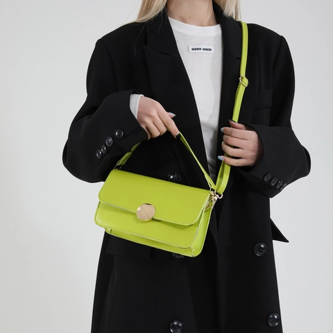 Borsa Quadrata Piccola da Donna in Pelle PU Minimalista Borsa a Tracolla Versatile Borsa a Mano alla Moda con Fibbia in Metallo Rotonda
