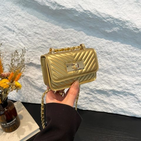 Exquise Dames Mini Chevron Gewatteerde Crossbody Tas Mode PU Leer Ketting Schoudertas Kleine Vierkante Tas Met Metalen Slot