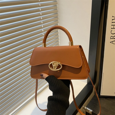 Bolso Bandolera de Cuero PU Vintage para Mujer Diseño de Lujo con Cierre en V Bolso de Hombro de Color Sólido a la Moda