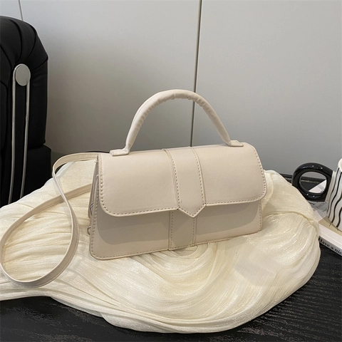 Borsa a Tracolla da Donna Minimalista in Pelle PU Tinta Unita Borsa a Mano Quadrata Con Tracolla Regolabile Retro Casual Quotidiana