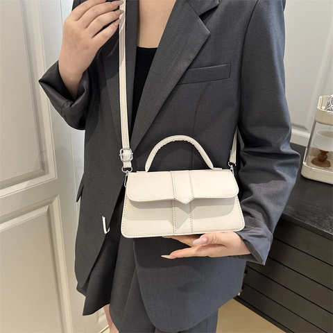 Borsa a Tracolla da Donna Minimalista in Pelle PU Tinta Unita Borsa a Mano Quadrata Con Tracolla Regolabile Retro Casual Quotidiana