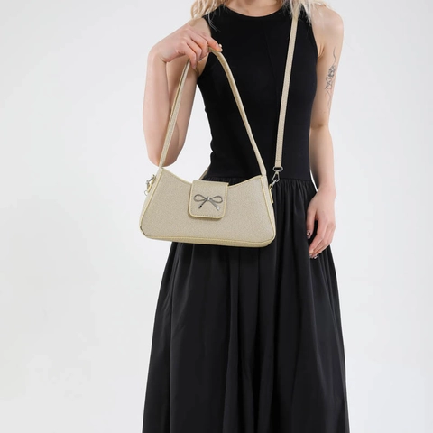 Damen Schleife Unterarmtasche PU Webstruktur Schulter Umhängetasche Retro Koreanischer Stil Elegante Tägliche Mode Handtasche Quadratisch