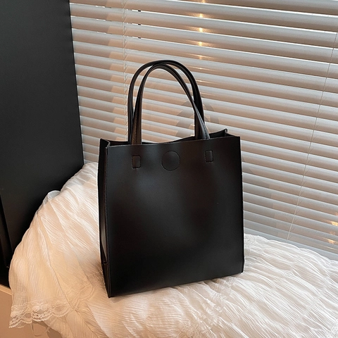 Bolso Tote de Cuero PU Minimalista para Mujer Gran Capacidad Color Sólido Con Cierre Magnético Para Trabajo Diario Oficina