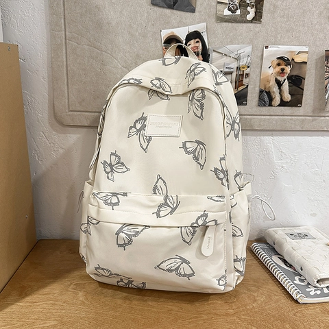 2025 Nuova Mochila Casual con Stampa a Farfalla in Nylon Grande Capacità per Donna Studenti Zaino Leggero per Scuola Viaggio