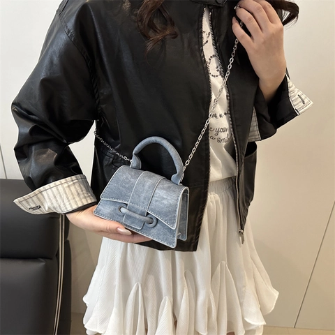 Franse Niche Textuur Handtas Vrouwen Mode Trendy Prachtige Kleine Ketting Schouder Crossbody Tas PU Leer Hourglass Tas