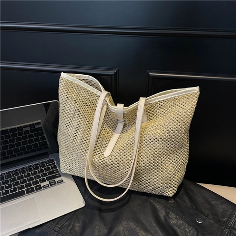 Sommer Damen Stroh Tragetasche Mit Großer Kapazität 2025 Neue Mode Pendler Schultertasche Strandurlaub Handtasche