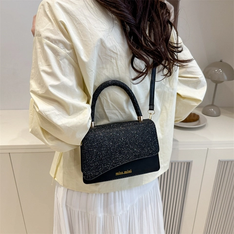 Glitzer Pailletten Klappe Umhängetasche Für Damen Luxus PU Leder Kleine Quadratische Handtasche Vielseitige Pendler Schultertasche