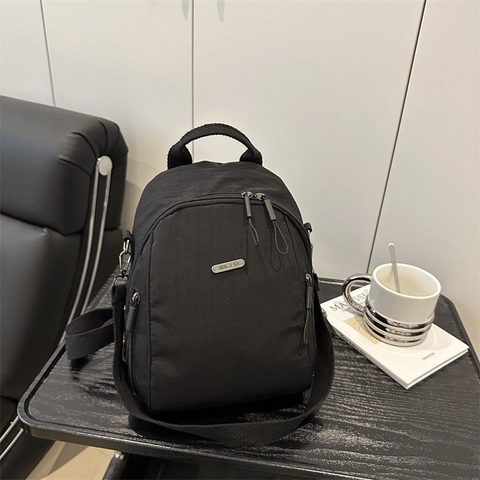 Fashion Solid Color Nylon Backpack For Women Teenagers Casual School Bag For Commuting Large Capacity Travel Daily Bag