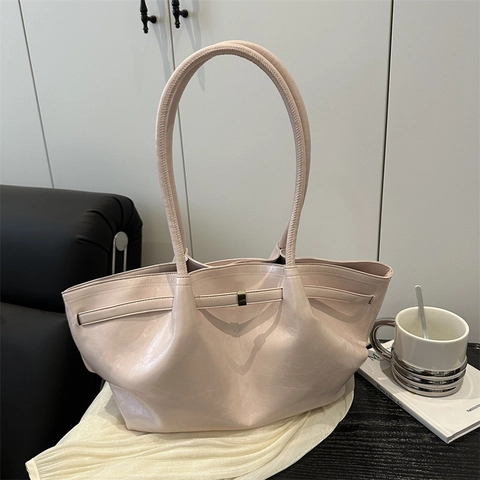 Borsa a Tracolla da Donna in Pelle PU Lucida Plissettata Borsa Tote di Grande Capacità Borsa da Ascella Handbag Casual Moda