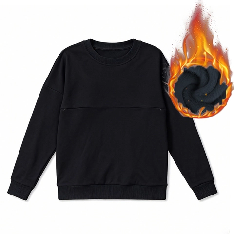 Sudadera de Maternidad Lactancia Forrada de Felpa Manga Larga Cuello Redondo Color Sólido para Mujeres Embarazadas