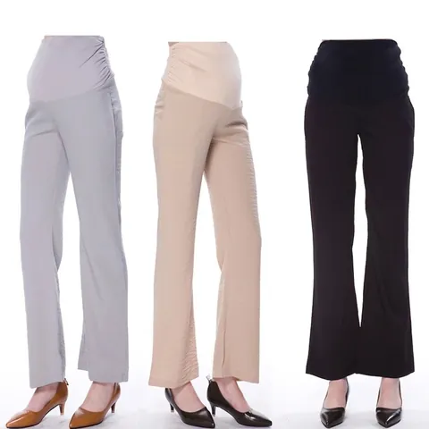 Pantalones de Maternidad de Algodón de Cintura Alta con Soporte de Vientre Pierna Recta Holgada Pantalones de Embarazo para Mujeres Embarazadas