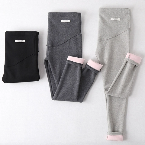Umstandshose Mit Fleecegefüttert Hohe Taille Denim Warm Winter Bauchstütze Verstellbare Taille Schwangerschaftshose Damen