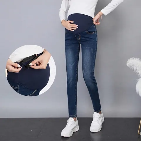 Zwangerschapsbroek Hoge Taille Verstelbare Buikondersteuning Skinny Denim Jeans Rekbare Slim Fit Broek Voor Zwangere Vrouwen Casual