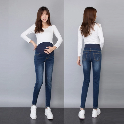 Zwangerschapsbroek Hoge Taille Verstelbare Buikondersteuning Skinny Denim Jeans Rekbare Slim Fit Broek Voor Zwangere Vrouwen Casual