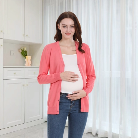 Cardigan Premaman da Donna Maglione con Scollo a V Abbottonatura Manica Lunga Comodo Capispalla Casual per Donne in Gravidanza