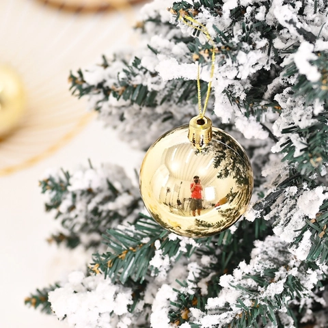 Collection d'Ornements de Noël Or Et Blanc Boules en Plastique Électroplaqué Étoile Cimier Pomme de Pin pour Décor