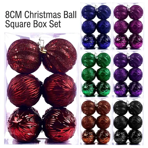 Electroplated Plastic Christmas Balls Set Glitter Matte Textured Christmas Tree Ornaments For Holiday Party Home Decoration Multi Color Hanging Baubles