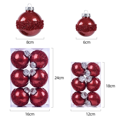 Lussuosi Ornamenti Natalizi Decorativi Glitter Paillettes Sfere da Appendere Plastica Decorazione Albero Festivo Festa Casa