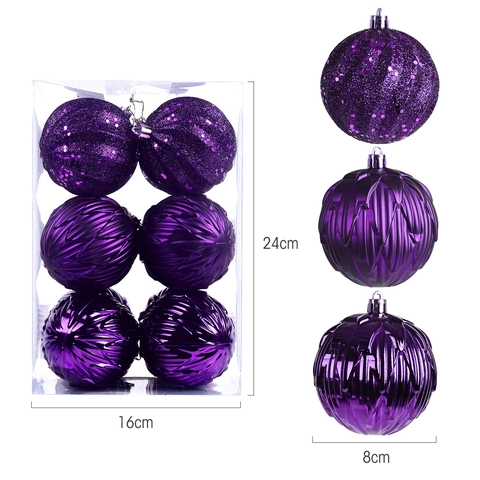 Electroplated Plastic Christmas Balls Set Glitter Matte Textured Christmas Tree Ornaments For Holiday Party Home Decoration Multi Color Hanging Baubles