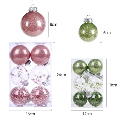 PET Palline di Natale Trasparenti Decorazioni Glitterate Pendenti per Albero per Feste Natalizie Arredamento Casa