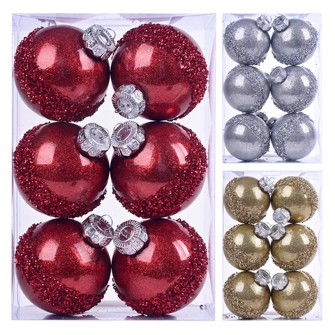 Lussuosi Ornamenti Natalizi Decorativi Glitter Paillettes Sfere da Appendere Plastica Decorazione Albero Festivo Festa Casa