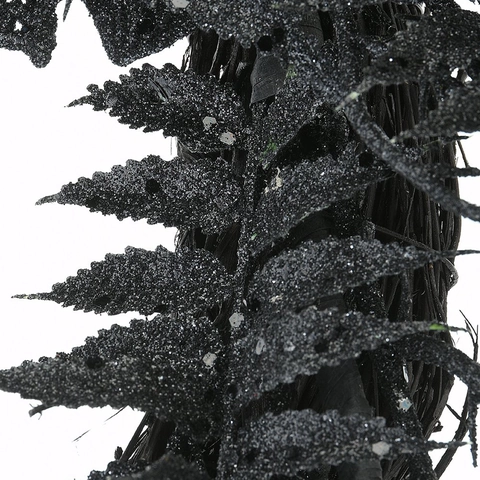Ghirlanda di Halloween con Pipistrello Nero Rami Glitterati Artificiali Foglie di Felce Per Porta Interno Festa Gotica Casa