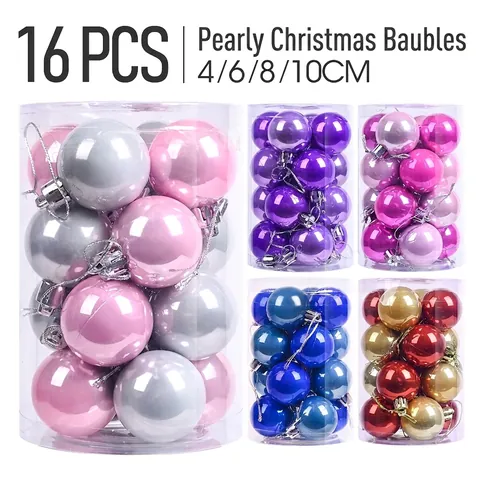 Set di Palle di Natale Perlate in Plastica Infrangibili Decorazioni da Appendere per Albero Festa di Natale Casa Stile Americano