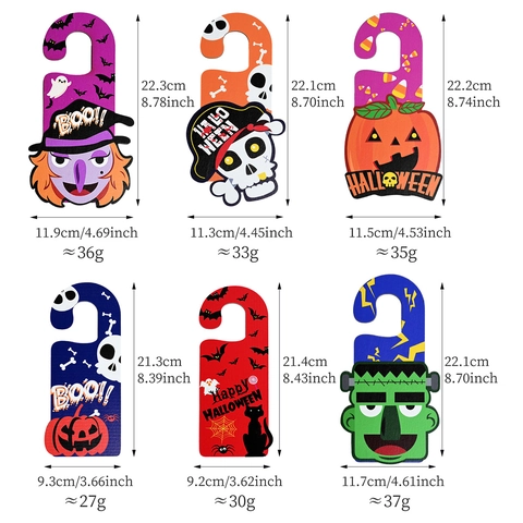 Decorazioni per Maniglia Porta Halloween in Legno Strega Zucca Scheletro Mostro Cartello per Festa Casa Stanza Appeso