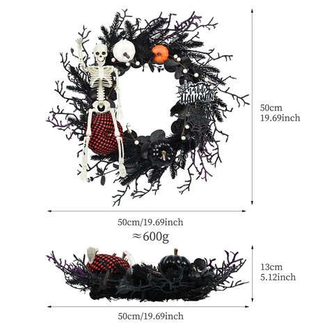 Ghirlanda di Halloween Gotica Decorazione Con Scheletro Zucca Rami Secchi Per Casa Stregata Festa Porta Parete Ornamento