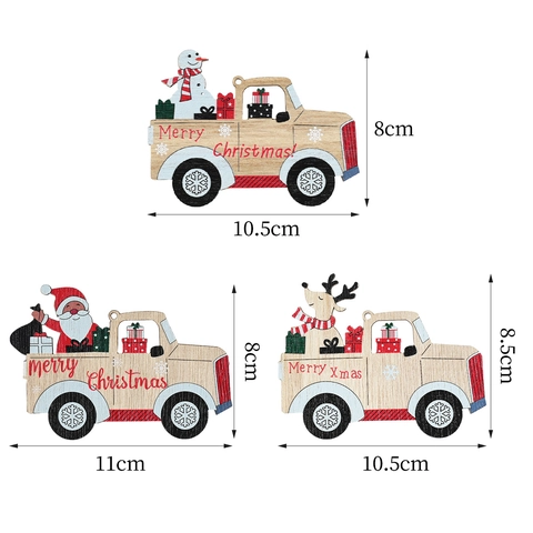 Vintage Weihnachten Holz LKW Anhänger Set Weihnachtsmann Schneemann Rentier Weihnachtsbaum Dekoration Feiertag Party Schild