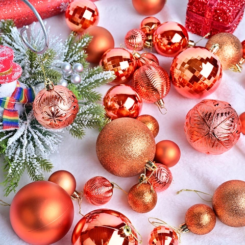 Ornamenti da Appendere per Albero di Natale in Plastica Galvanica Motivo a Rilievo Glitter Opaco Palle Decorative per Decorazioni