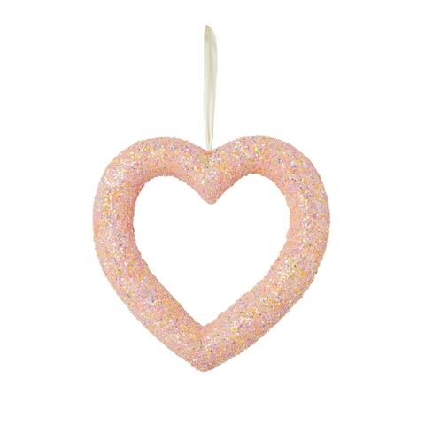 Ghirlanda di Paillettes a Cuore di San Valentino Ornamento Sospeso Romantico per Porta d'Ingresso Decorazione Matrimonio Festa Rosa Rosso