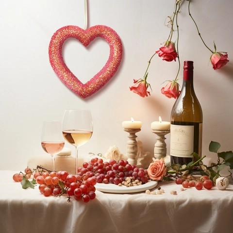 Ghirlanda di Paillettes a Cuore di San Valentino Ornamento Sospeso Romantico per Porta d'Ingresso Decorazione Matrimonio Festa Rosa Rosso