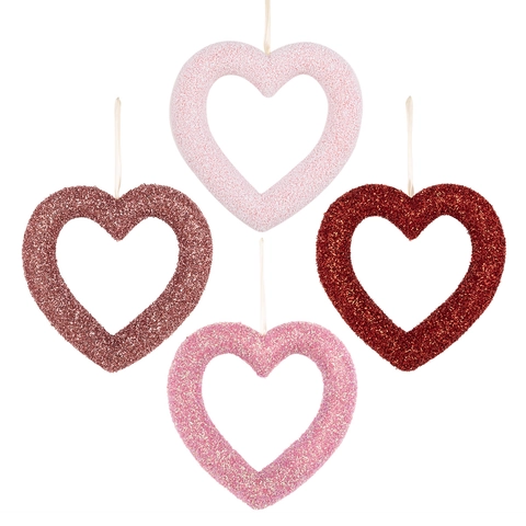 Ghirlanda a Cuore per San Valentino in Plastica Schiuma Glitterata Ornamento Sospeso per Decorazione Festa Proposta di Matrimonio