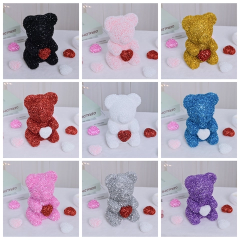 Scintillante Orsetto in Paillettes con Cuore Ornamento per San Valentino Matrimonio Compleanno Regalo Decorazione Casa di Lusso Orsetto per Donna