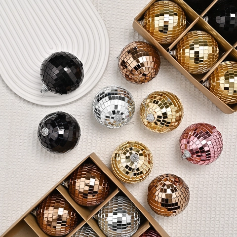 Set di Ornamenti Natalizi a Palla da Discoteca in Vetro a Specchio Fatti a Mano Palla Appesa Riflettente per Decorazione Casa Festa Matrimonio