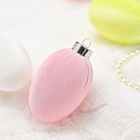 Adornos Colgantes de Huevo de Pascua de Plástico Flocado de Terciopelo Para Decoración del Hogar Colores Pastel Para el Árbol