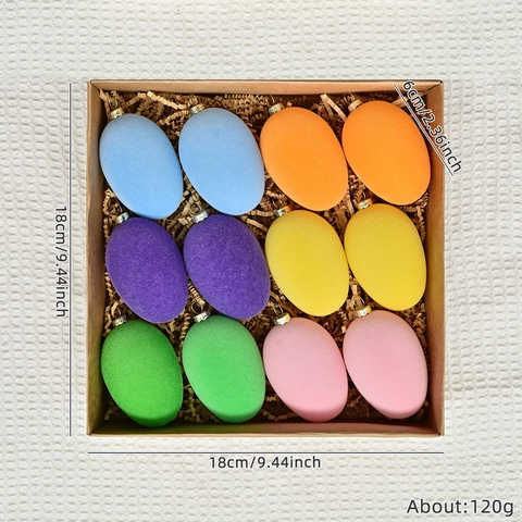 Uova di Pasqua Colorate Decorazioni Sospese in Floccato Texture Morbida Ornamenti a Uovo Con Anelli Metallici Per Casa Festa