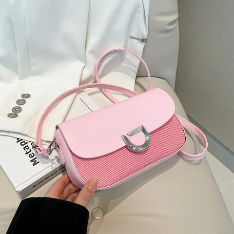 Sac Bandoulière Patchwork Mode pour Femmes Petit Sac Carré en Cuir PU et Tissé avec Boucle Métallique en D Sac à Épaule Urbain