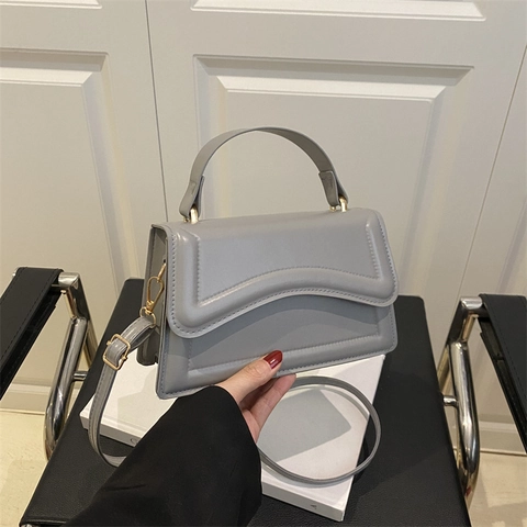 Borsa a Mano in PU da Donna Con Cuciture a Onda Piccola Borsa a Tracolla Quadrata Per Il Pendolarismo Quotidiano Moda
