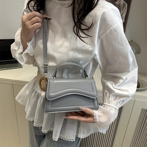 Borsa a Mano in PU da Donna Con Cuciture a Onda Piccola Borsa a Tracolla Quadrata Per Il Pendolarismo Quotidiano Moda