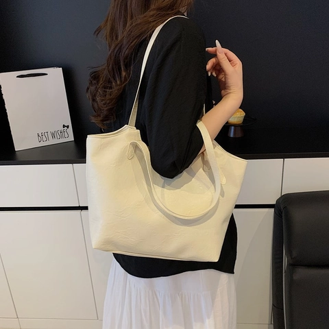 Borsa Tote in Pelle PU Vintage da Donna Grande Capacità Borsa a Tracolla di Moda Con Cerniera Per Lavoro Pendolarismo Quotidiano