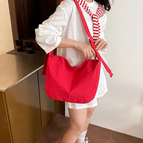 Damen Schultertasche Im Koreanischen Stil Aus Nylon Mit Falten Große Kapazität Minimalistische Umhängetasche Japanische Lässige Schultasche