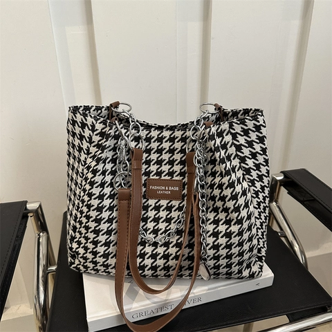 Borsa Tote da Donna di Grande Capacità Borsa a Tracolla in Tela Stampa Animale Zebra Pied de Poule Motivo Farfalla Moda Borsa per Pendolari