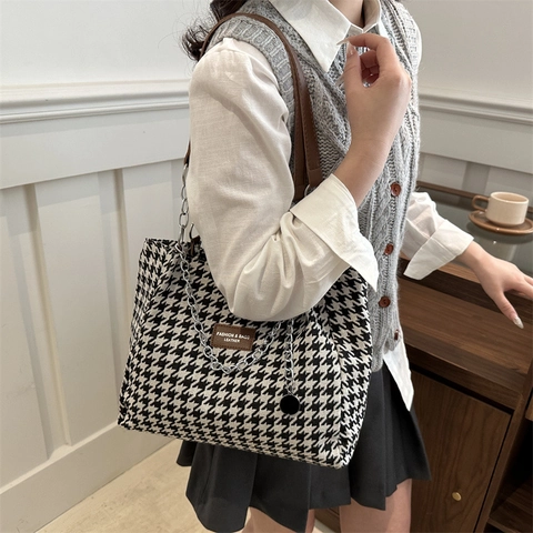 Borsa Tote da Donna di Grande Capacità Borsa a Tracolla in Tela Stampa Animale Zebra Pied de Poule Motivo Farfalla Moda Borsa per Pendolari